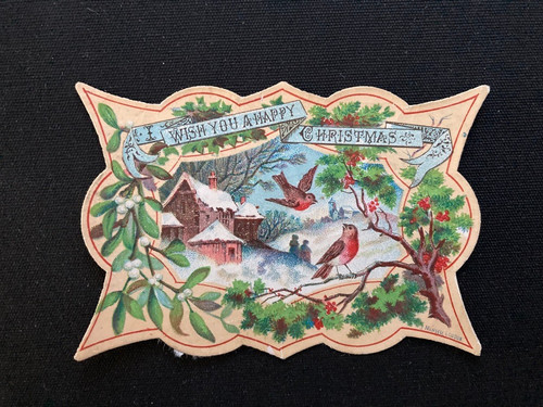 Victorian card christmas robin - victorian,