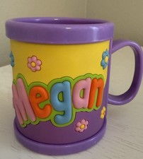 Name: MEGAN Personalized Kids Childs Mug Cup Plastic 10oz. 3D John Hinde