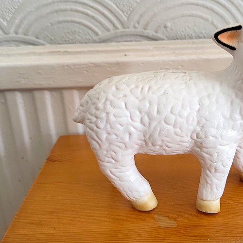 White textured ceramic sheep - textured,
