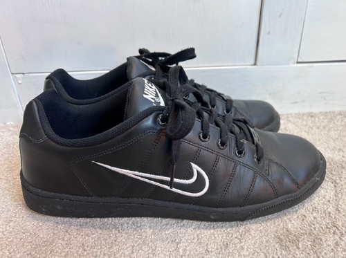 Nike black leather trainers - black,