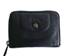 Longchamp Leather Cardholder Coin Purse Navy Blue Le Pliage Cuir Mens Ideal Gift