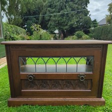 Vintage Old Charm TV Cabinet Media Wood Bros Oak Made in England 