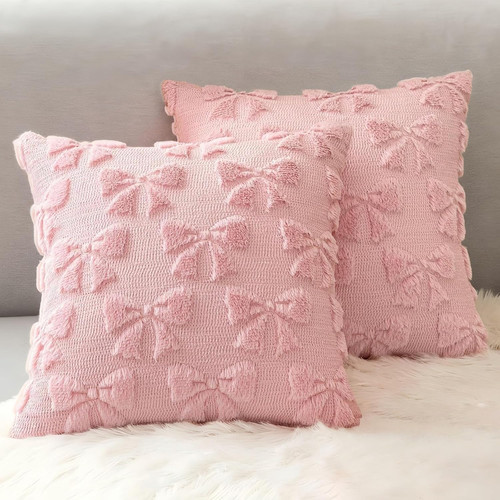 Pcs pink cushion covers bow - pcs,