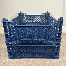 2 x Mushroom Blue Stackable Storage Plastic Crate Carry Trays 40cm x 30cm x 12cm
