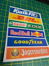 Scalextric Slot Car Decal Sticker Sheet - Model Racing 1/32 1/24 - 6x Stickers
