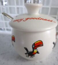 MY GOODNESS MY GUINNESS MUSTARD POT & SPOON -VINTAGE- HAND PAINTED- CARLTON WARE