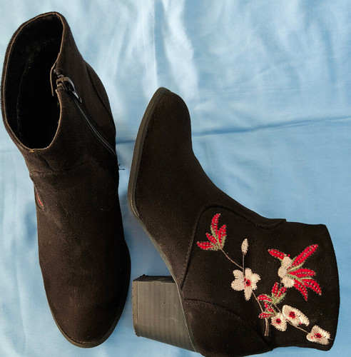 Black faux suede embroidered - suede,,