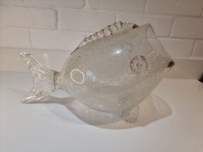 Large MCM Blenko Style Glass Fish Vase Bowl Terrarium Hand Blown