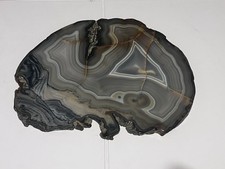 Very Large Banded Agate Slab, Blue And Light Blue Polished.