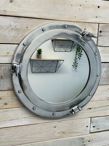 Porthole mirror silver round - porthole,