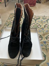 ‘Victorian’ Style Lace Up Boots Navy Blue Size 7 Chie Mihara From Toast
