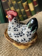 Emma Bridgewater~Early 2003~Silver Wyandotte~Hen On Nest Coddler~Rare Green Tail