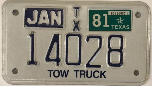 Tow truck license plate - truck,