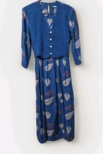 Vintage 80s 90s Navy Blue Leaf
