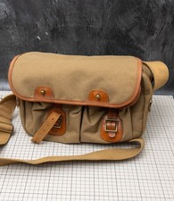 Vintage Billingham Camera Bag Khaki Canvas & Tan Leather Trim