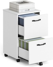 VASAGLE 2-Drawer Filing Cabinet, Mobile File Cabinet for Home Office White