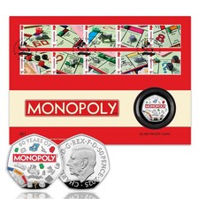 2025 Monopoly 50p Fifty Pence Silver Proof Coin Stamps Cover PNC #3