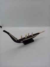 Antique vintage Chinese South Seas Horn boat with Bovine Bone Crew 20cm. 