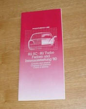 Porsche 911 SC & 911 Turbo Interior & Exterior Colour Guide Brochure 1979-1980