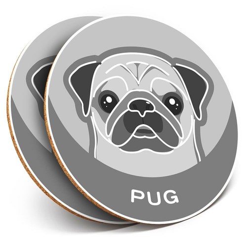 Coasters tan pug dog - x,