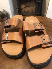 Fitflop Men’s GEN-FF. Buckle Two-Bar Leather  Slds Size 10 In Tan BNWOB RRP £125