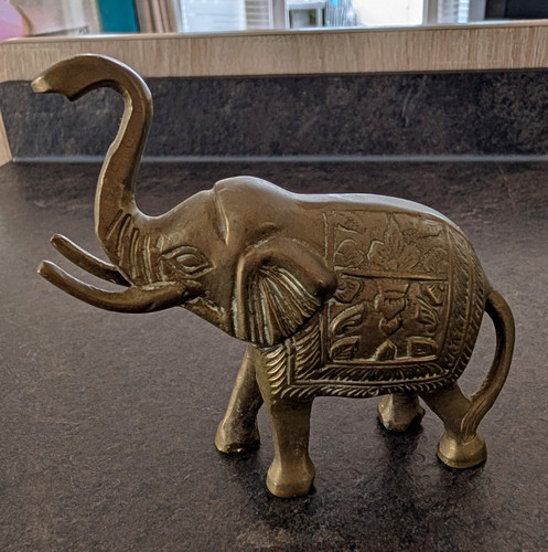 Small brass elephant figurine - elephant,