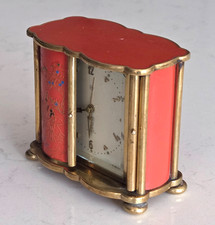 Vintage Chinese Enamel & Glit Metal Jaz of Paris Art Deco 8 Day Alarm Clock 1930
