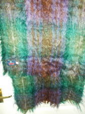 NEW MOHAIR Green Plaid Check Tartan Blanket Throw Shawl Scarf