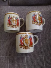 3 X GEORGE V & QUEEN MARY SILVER JUBILEE MUG ENGLAND 1910 - 1935 