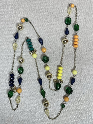 Long multi colour acrylic bead - long,