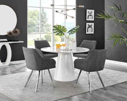 Palma white high gloss - high, round