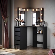 Corner Dressing Table Black