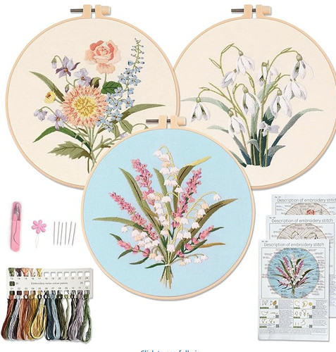 3pc flower embroidery cross - embroidery,