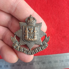 WW1 East Surrey Regiment OSD Officers Bronze Cap Badge Sweetheart Converson Pin