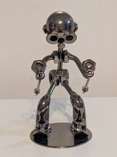 Handmade Metal Skier Sculpture