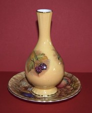 Aynsley Orchard Gold Bud Vase Signed D. Jones And A Saucer.