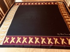 STRIKING PALOMA PICASSO VINTAGE HAND STITCHED SILK SCARF.  35 x 34 INCHES.   #