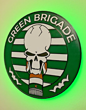 10" Large Green Brigade Celtic Light Up Badge For Bar, Pub, Home, Garage