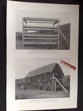Antique print,1909, M'ainsh-Robertson, grain drying rack, framework & completed