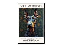 Large size William Morris Doberman print, Doberman Print, A4 to A0