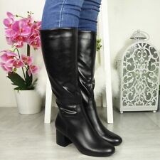 Mid Calf Boots Ladies Shoes Zip Winter Smart Casual Comfy Lined Work Womens Size