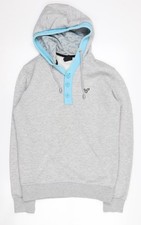 Voi Jeans Men's Grey Henley Hoodie, Size M