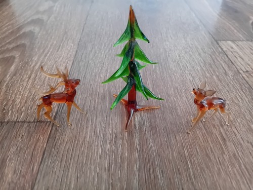Vintage glass deer stag fur - deer,