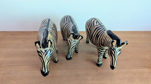 Hand carved zebra figurines - zebra,