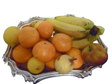 An Antique Heavy Rectangular, Floriate, Scalloped Edge Silver Plated Fruit Bowl
