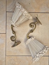 Antique Brass Gas Wall Light Sconce Victorian Vintage X2