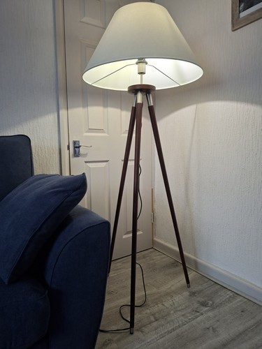 Tripod floor lamp brown wood - lamp,