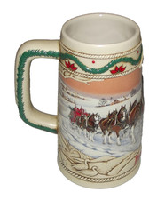 "AMERICAN HOMESTEAD" Vintage 1996 Budweiser Holiday / Christmas Beer Stein
