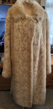 Dennis Basso Beautiful Snow Leopard Long Faux Fur Coat Size M Thick Heavy 