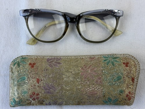 Vtg cats eye glasses aluminum - eye,